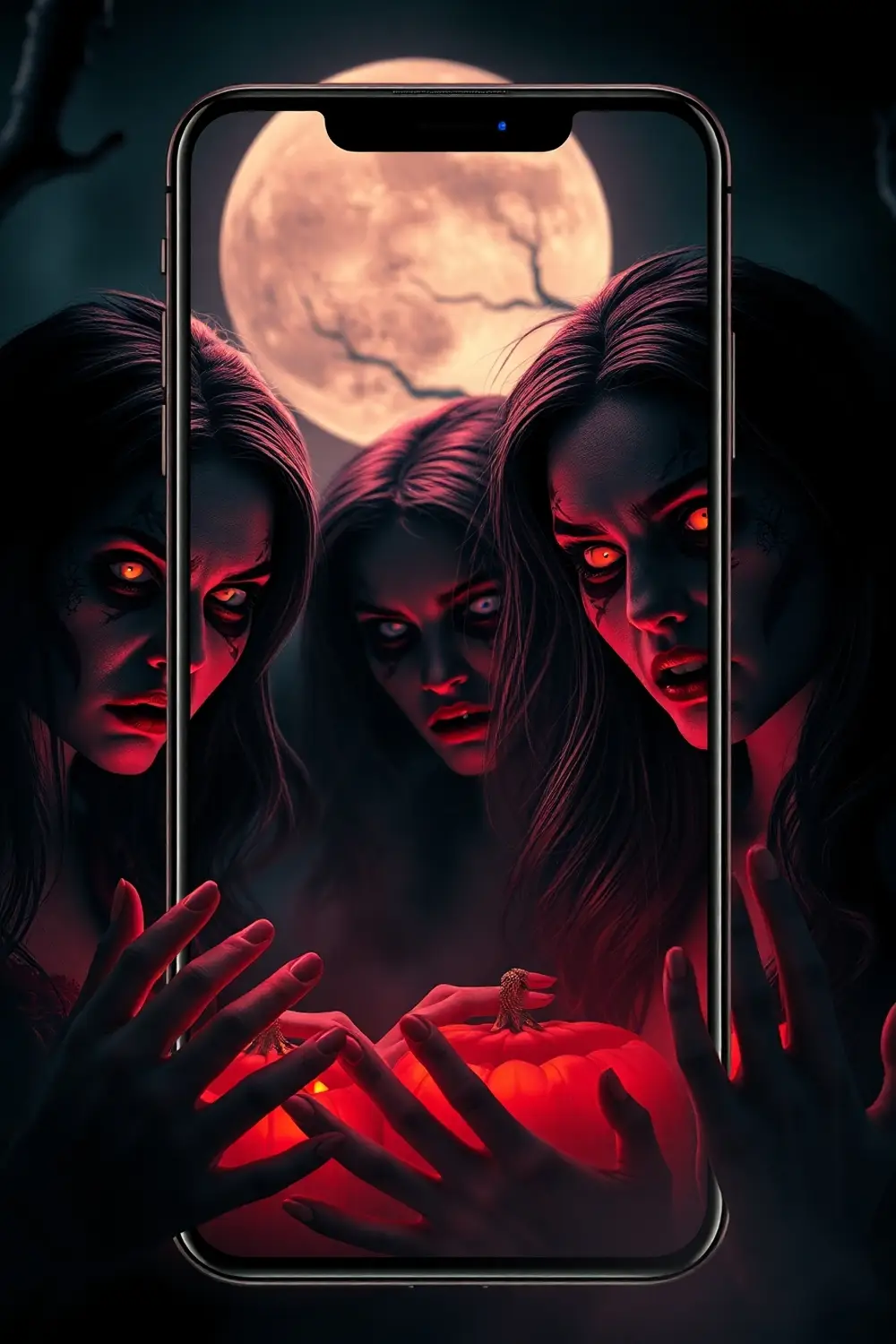 Creepy haunted house vibes — Scary Halloween Phone Wallpaper.