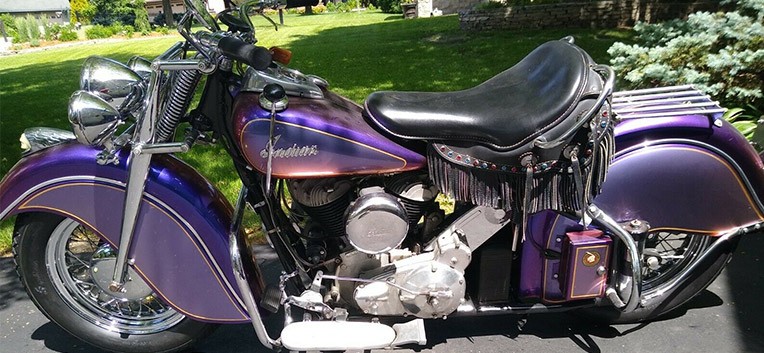 Purple 1947 Indian Chief Motorcycle For Sale